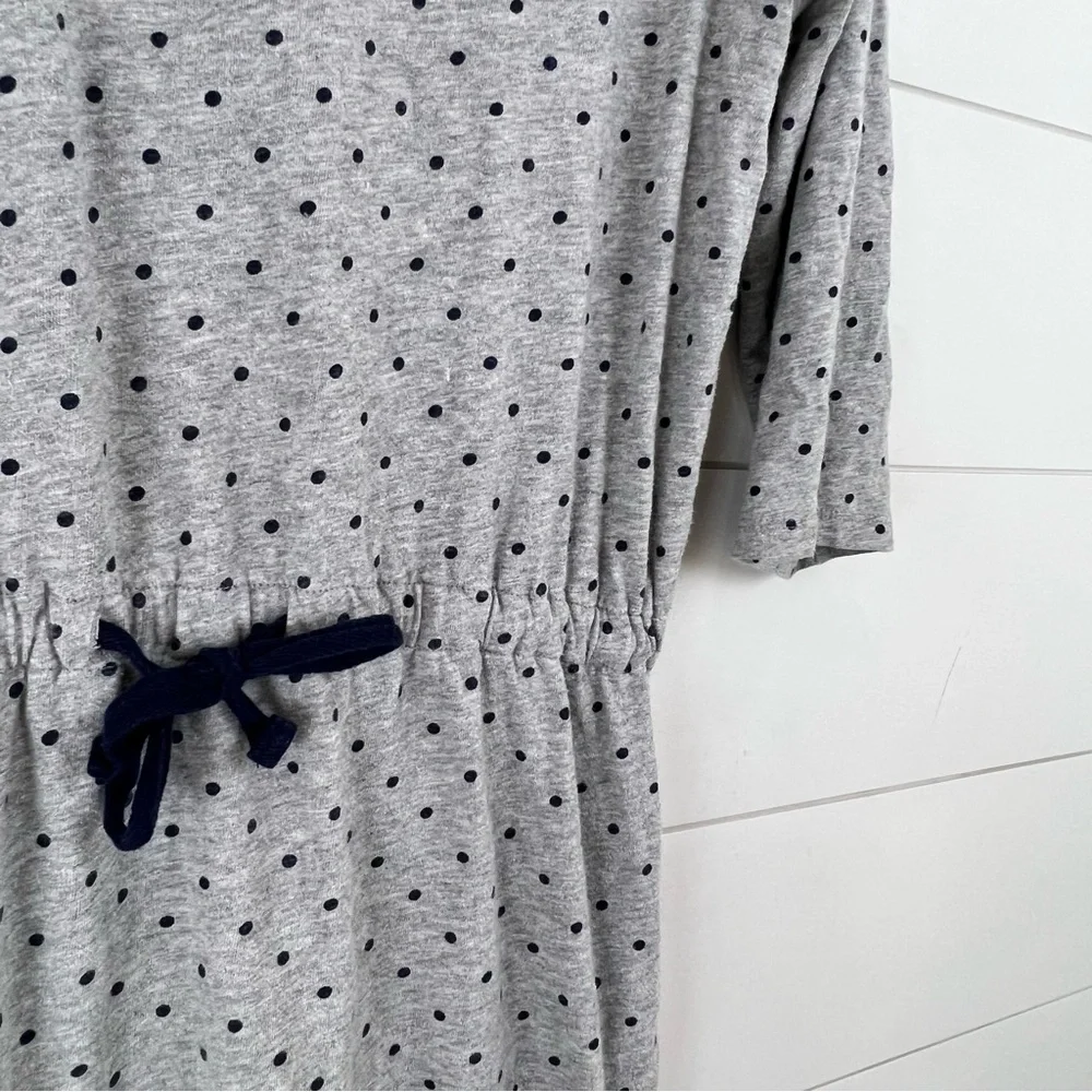 BODEN Size 6 Peggy Drawstring Knit Polka Dot Dress‎ Gray Fleece